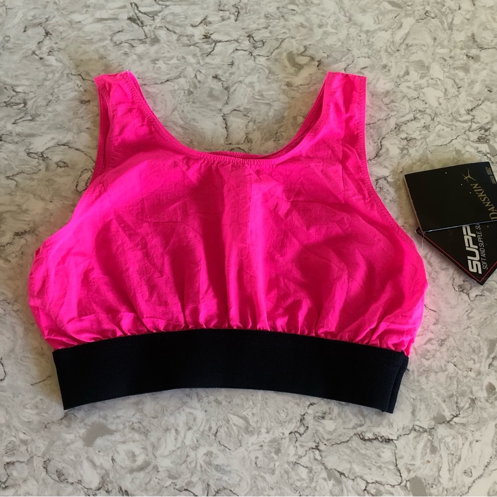 Vintage 80s aerobic sports bra. New old stock. Neon Barbie pink. 3 available
